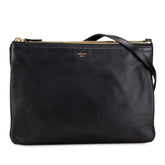 セリーヌ トリオ ラージ 斜め掛け ショルダーバッグ ブラック ゴールド金具 レザー レディース CELINE 【中古】